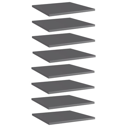 Panneaux de bibliothèque 8 pcs gris brillant bois d’ingénierie