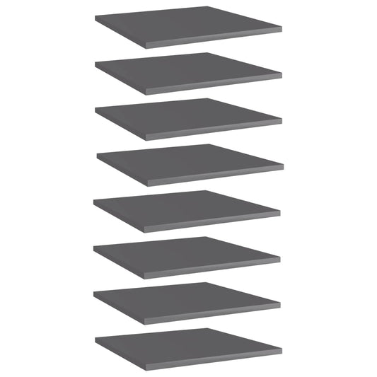 Panneaux de bibliothèque 8 pcs gris brillant bois d’ingénierie