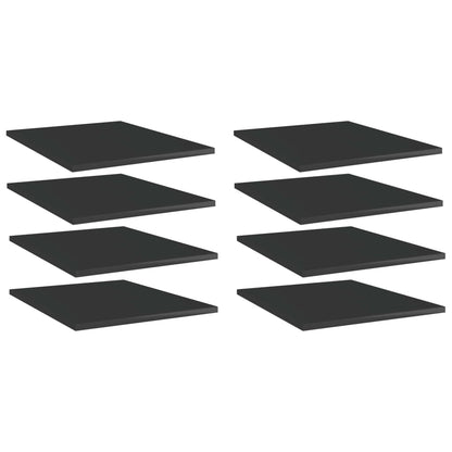 Panneaux de bibliothèque 8 pcs noir brillant bois d’ingénierie