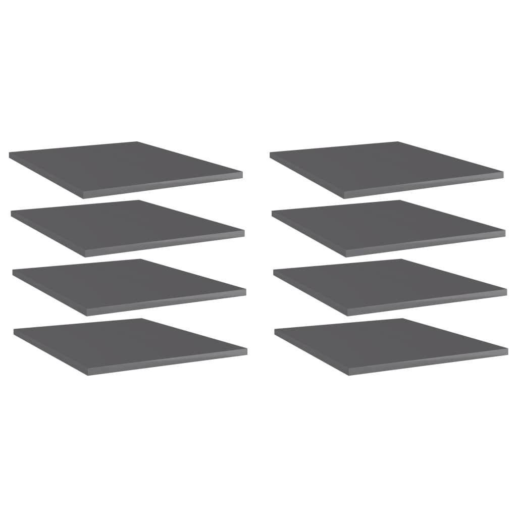 Panneaux de bibliothèque 8 pcs gris brillant bois d’ingénierie