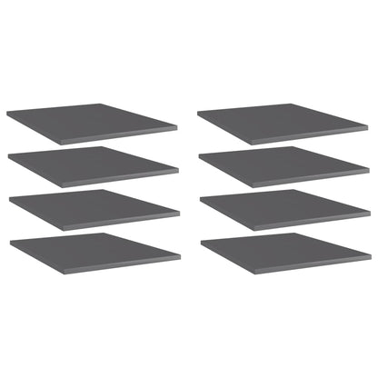 Panneaux de bibliothèque 8 pcs gris brillant bois d’ingénierie