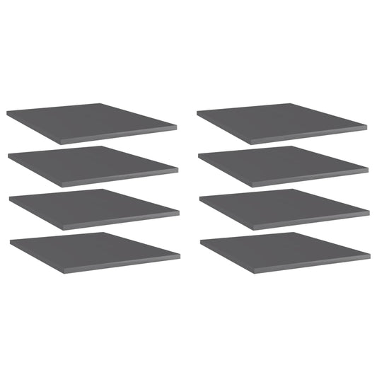 Panneaux de bibliothèque 8 pcs gris brillant bois d’ingénierie