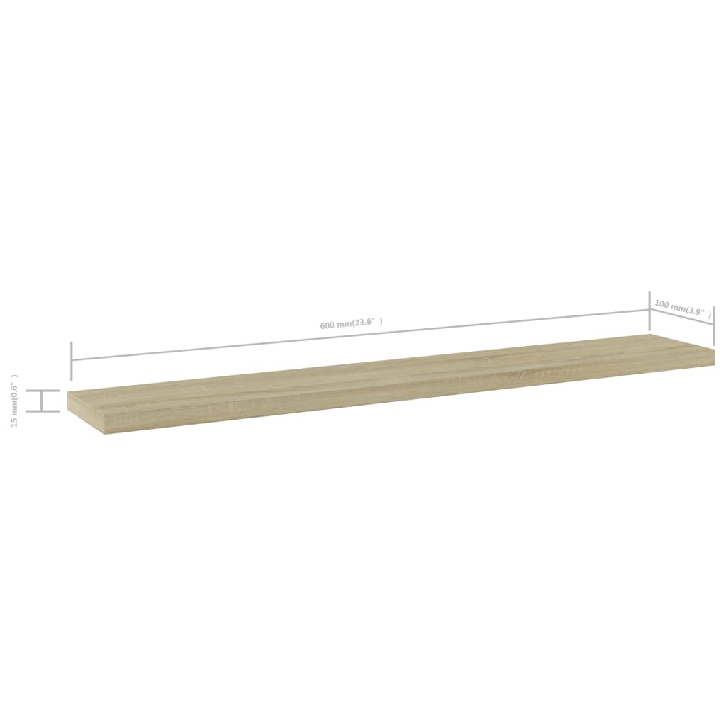 Panneau de bibliothèque 4pcs Chêne sonoma 60x10x1,5cm Aggloméré
