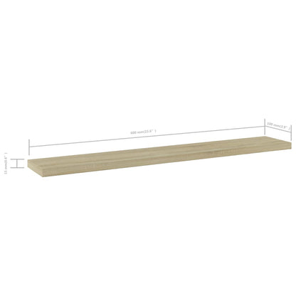Panneau de bibliothèque 4pcs Chêne sonoma 60x10x1,5cm Aggloméré