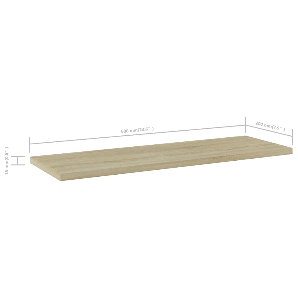 Panneau de bibliothèque 4pcs Chêne sonoma 60x20x1,5cm Aggloméré
