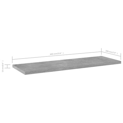 Panneaux de bibliothèque 4 pcs Gris béton 60x20x1,5cm Aggloméré