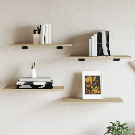 Panneau de bibliothèque 4pcs Chêne sonoma 60x30x1,5cm Aggloméré