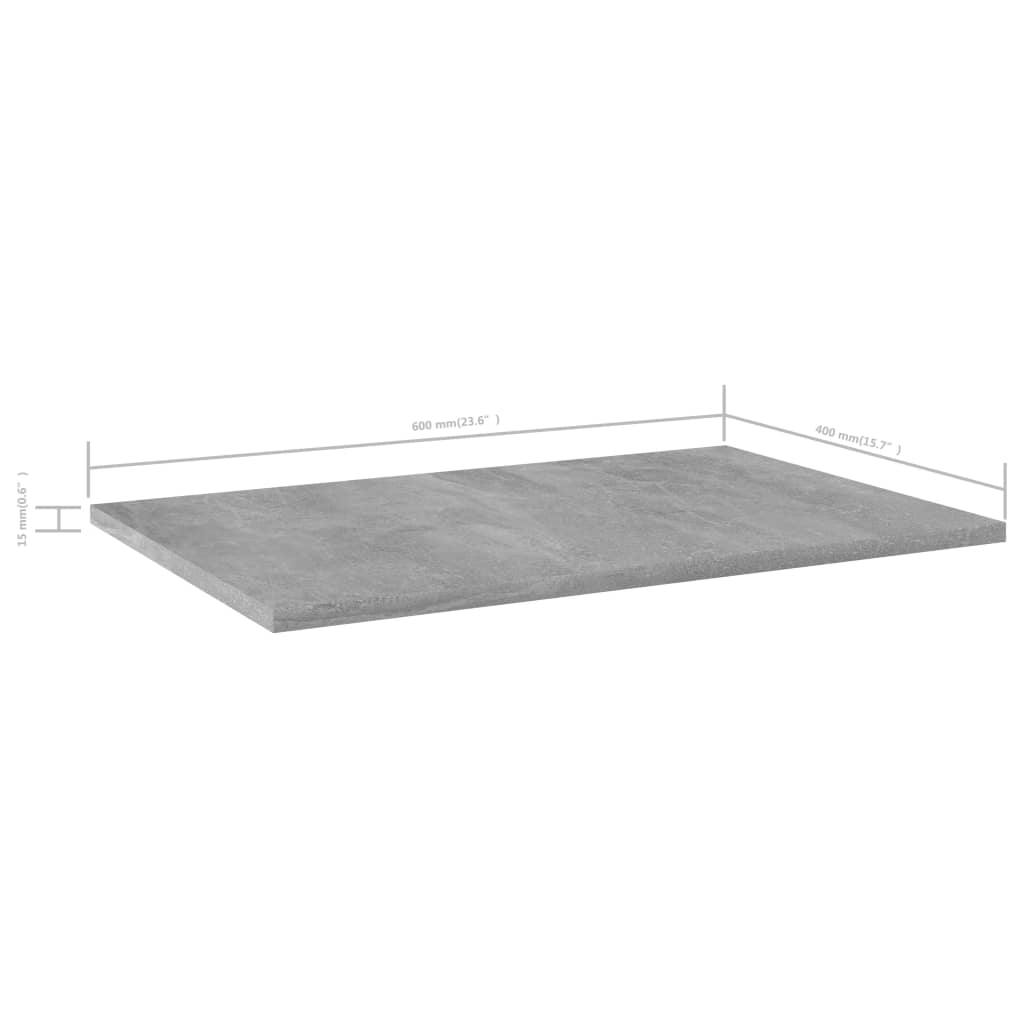 Panneaux de bibliothèque 4 pcs gris béton bois d’ingénierie