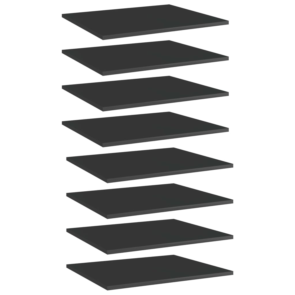 Panneaux de bibliothèque 8 pcs noir brillant bois d’ingénierie