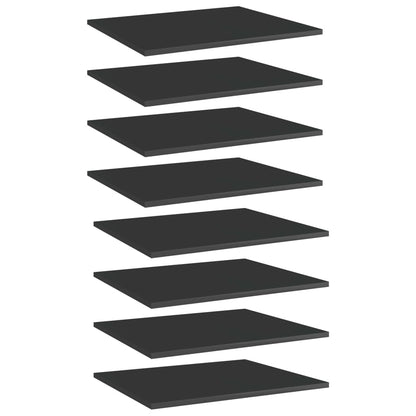 Panneaux de bibliothèque 8 pcs noir brillant bois d’ingénierie