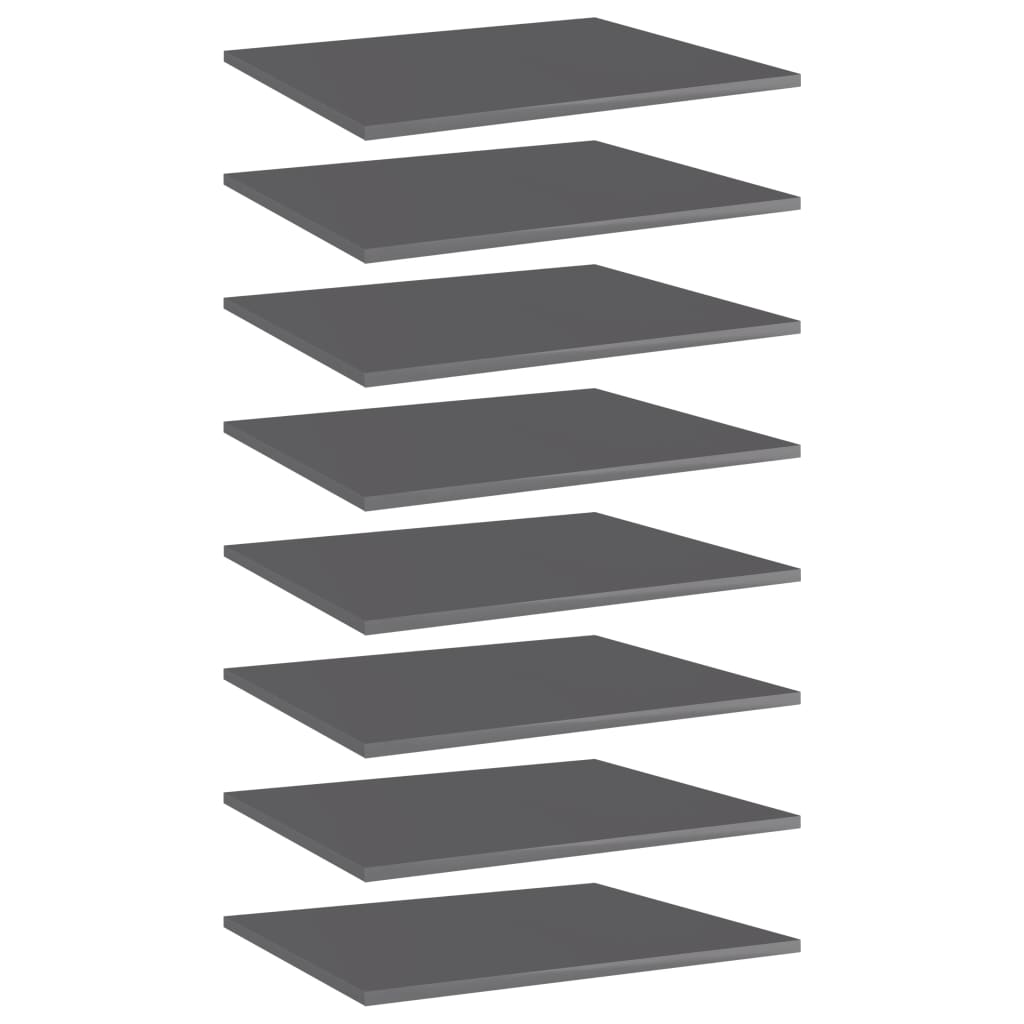 Panneaux de bibliothèque 8 pcs gris brillant bois d’ingénierie