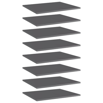 Panneaux de bibliothèque 8 pcs gris brillant bois d’ingénierie