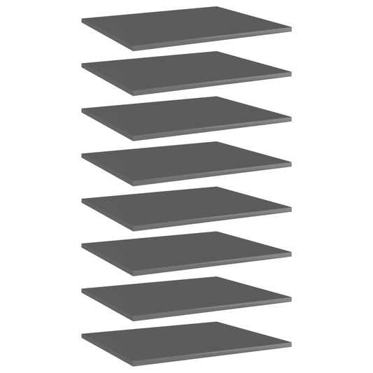 Panneaux de bibliothèque 8 pcs gris brillant bois d’ingénierie