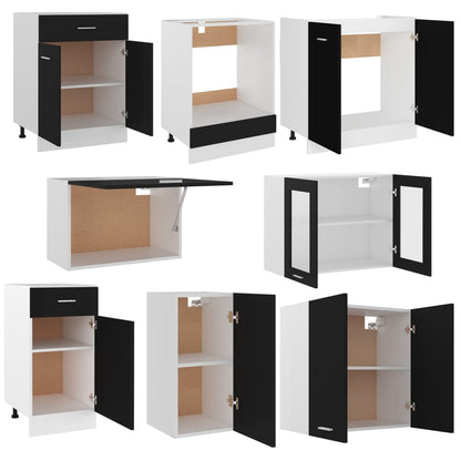 Conjunto de muebles de cocina de 8 piezas de aglomerado negro