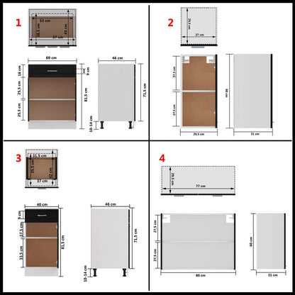 Conjunto de muebles de cocina de 8 piezas de aglomerado negro