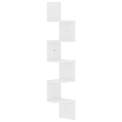 Étagère d'angle murale blanc brillant 19x19x123 cm