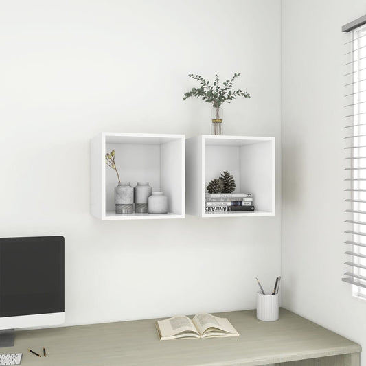 Armoires murales 2 pcs Blanc 37x37x37 cm Bois d’ingénierie