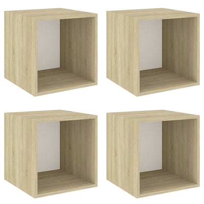 Armoires murales 4 pcs Blanc et chêne Sonoma Bois d’ingénierie
