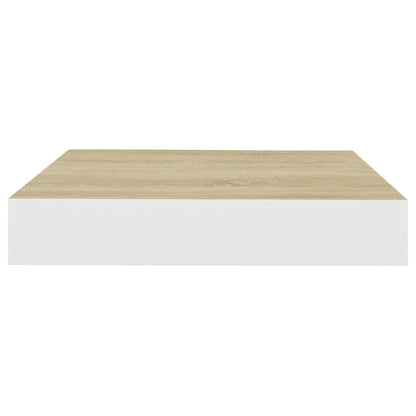 Étagère murale flottante Chêne et blanc 23x23,5x3,8 cm MDF