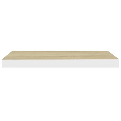 Étagères flottantes 2 pcs chêne et blanc 60x23,5x3,8 cm MDF