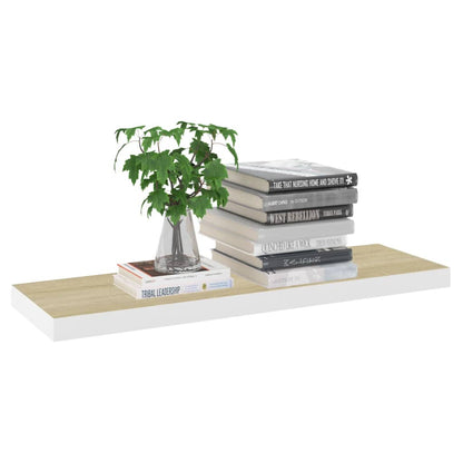 Étagère flottante murale chêne et blanc 80x23,5x3,8 cm MDF
