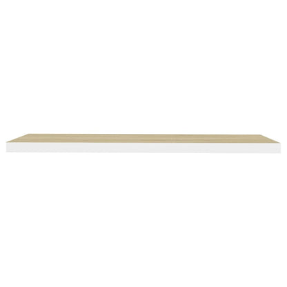 Étagères flottantes 2 pcs chêne et blanc 120x23,5x3,8 cm MDF