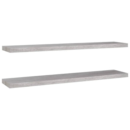 Étagères murales flottantes 2 pcs gris béton 120x23,5x3,8cm MDF