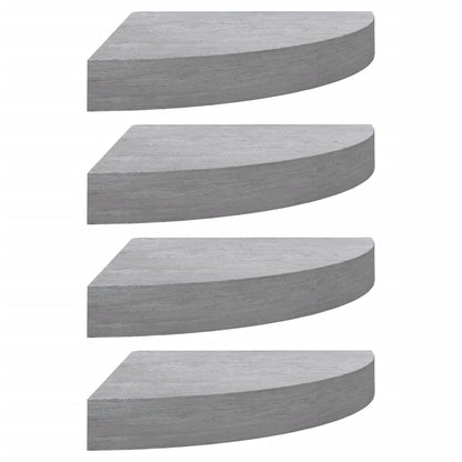 Étagères d'angle murales 4 pcs Gris béton 25x25x3,8 cm MDF