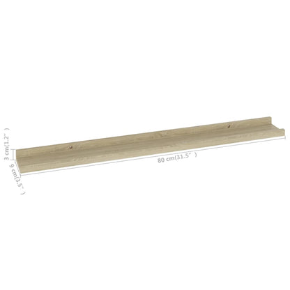 Étagères murales 2 pcs chêne sonoma 80x9x3 cm