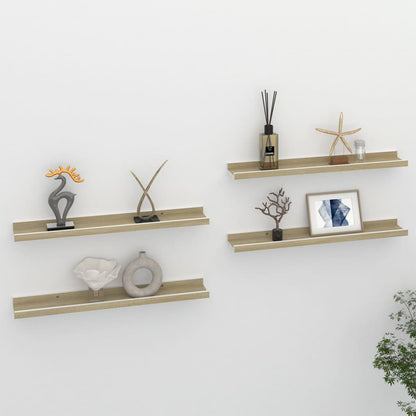 Étagères murales 4 pcs blanc et chêne sonoma 60x9x3 cm