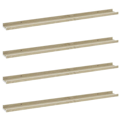Étagères murales 4 pcs blanc et chêne sonoma 100x9x3 cm