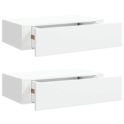 Étagères à tiroirs murales 2 pcs Blanc 40x23,5x10 cm MDF
