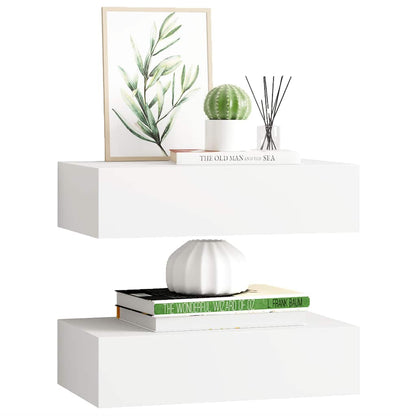 Étagères à tiroirs murales 2 pcs Blanc 40x23,5x10 cm MDF