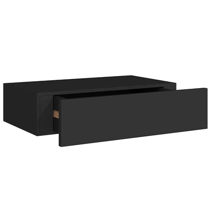 Étagère à tiroir murale noir 40x23,5x10 cm MDF