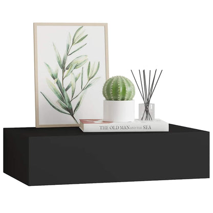 Étagère à tiroir murale noir 40x23,5x10 cm MDF