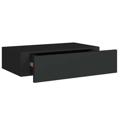 Étagères à tiroirs murales 2 pcs noir 40x23,5x10 cm MDF