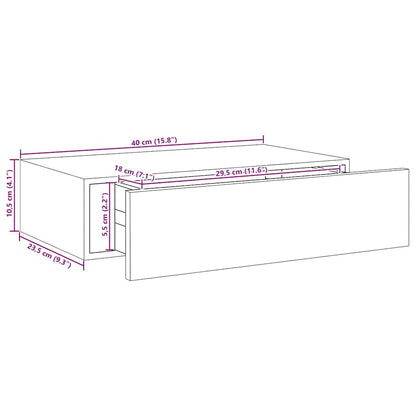 Étagère à tiroir murale chêne et blanc 40x23,5x10 cm MDF