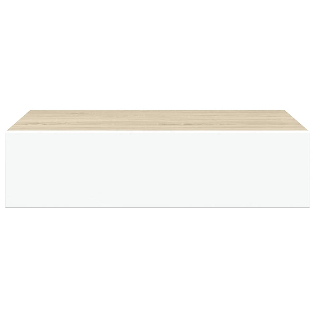 Étagères à tiroir murales 2 pcs Chêne et blanc 40x23,5x10cm MDF