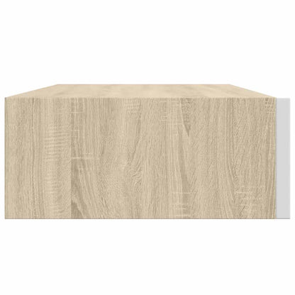Étagères à tiroir murales 2 pcs Chêne et blanc 40x23,5x10cm MDF