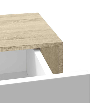 Étagères à tiroir murales 2 pcs Chêne et blanc 40x23,5x10cm MDF