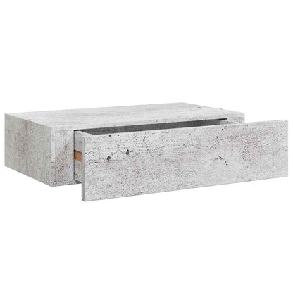 Étagère à tiroir murale Gris béton 40x23,5x10 cm MDF