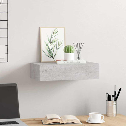 Étagère à tiroir murale Gris béton 40x23,5x10 cm MDF