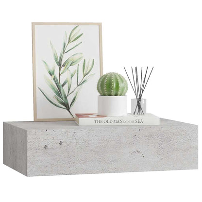 Étagère à tiroir murale Gris béton 40x23,5x10 cm MDF