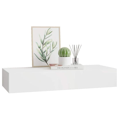 Étagère à tiroir murale Blanc 60x23,5x10 cm MDF