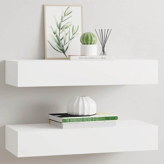Étagères à tiroirs murales 2 pcs Blanc 60x23,5x10 cm MDF
