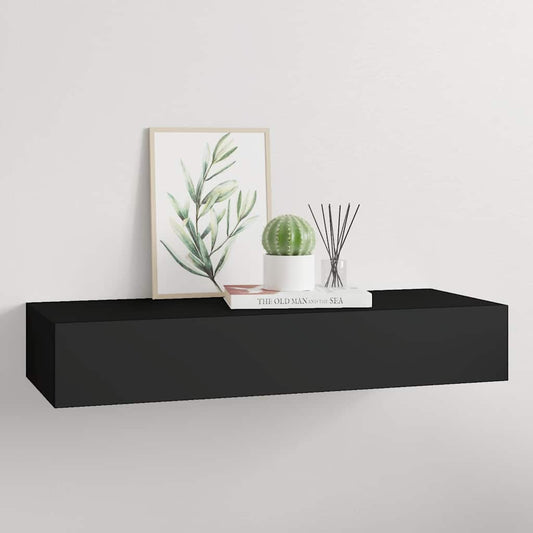 Étagère à tiroir murale Noir 60x23,5x10 cm MDF