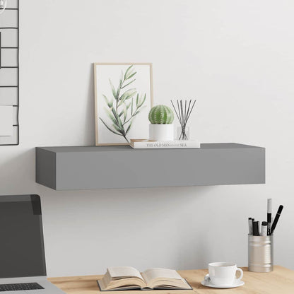 Étagère à tiroir murale Gris 60x23,5x10 cm MDF