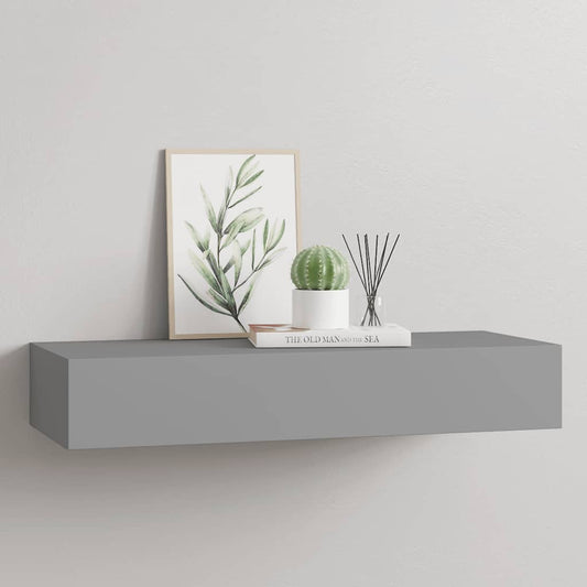 Étagère à tiroir murale Gris 60x23,5x10 cm MDF