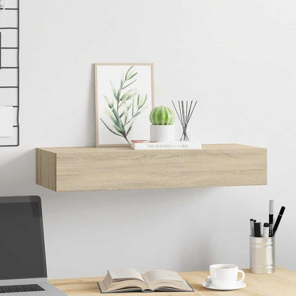 Étagère à tiroir murale chêne 60x23,5x10 cm MDF