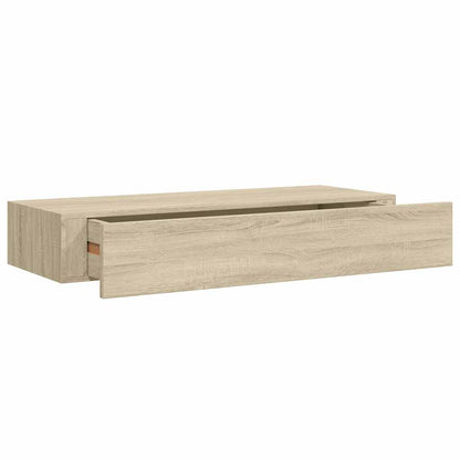 Étagères à tiroirs murales 2 pcs chêne 60x23,5x10 cm MDF